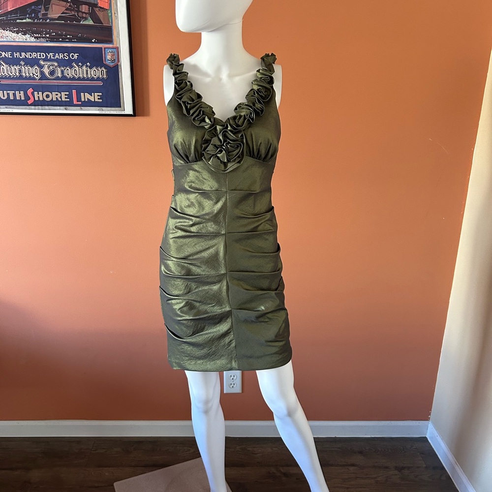 HAILEY shiny moss green mini/prom/cocktail dress